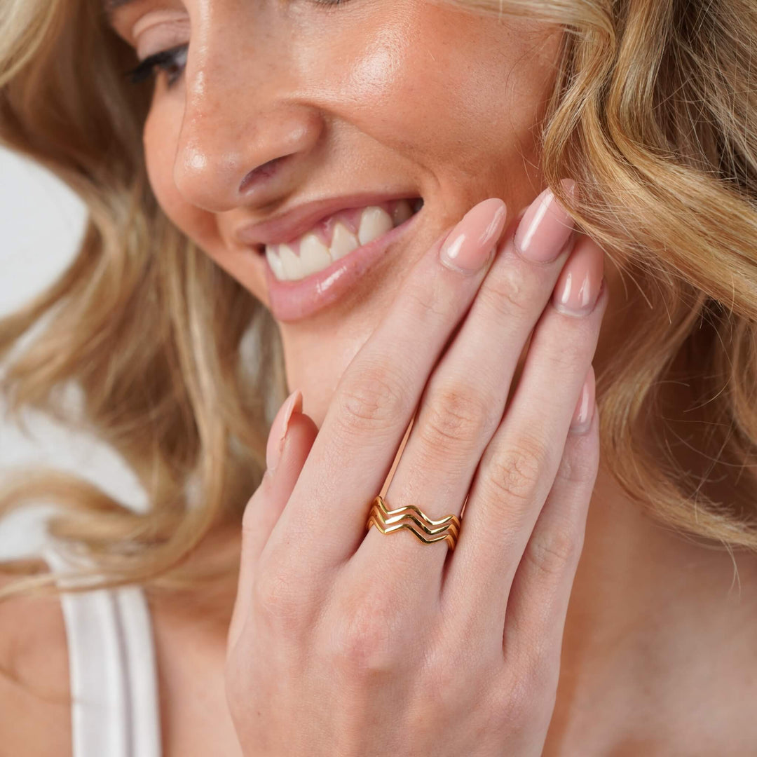 三重波浪戒指